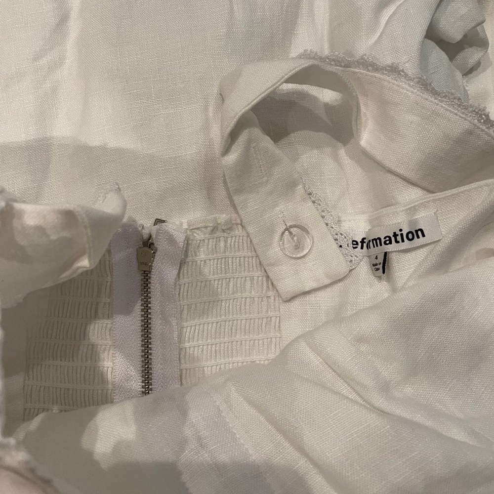 Reformation Tagliatelle Linen Dress White - Picture 7 of 7